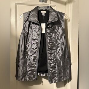 CHICOS Silvery Gray Vest NWT Size 1